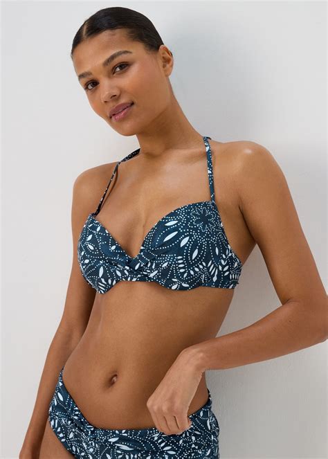 Navy Paisley Underwired Bikini Top Matalan