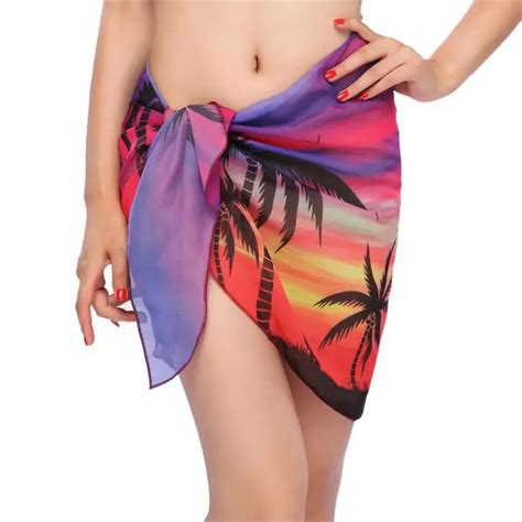 Women Beach Cover Up Chiffon Skirt Bikini Swimwear Coverup Wrap Skirt Swimsuit Sexy Polyester