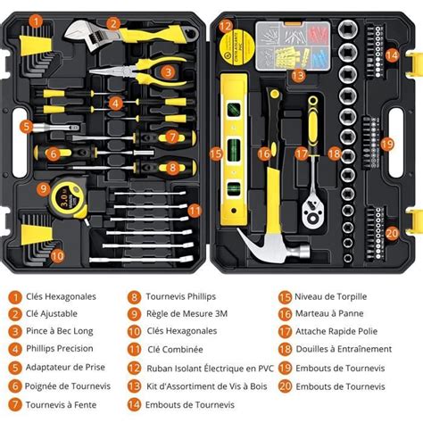 Mallette à Outils 108pcs Caisse Complète Coffre à Outils avec Clé Jeu