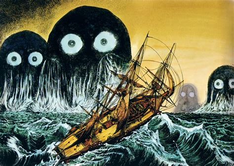 Yokai Jiten Sea Monsters Umi Bōzu Umi Bōzu Are Giant Black Bulbous