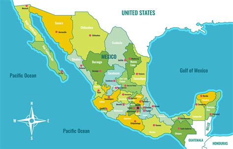 país mapa de mexico con rodeando fronteras 20581543 Vector en Vecteezy