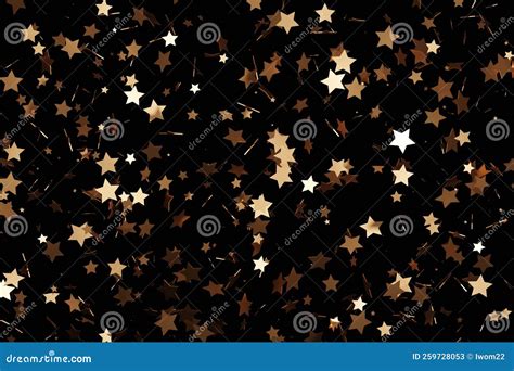 Abstract Starry Background With Golden Particles Isolated On Black