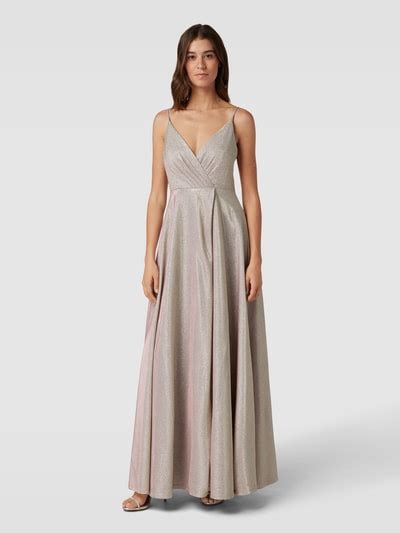 Jake S Cocktail Abendkleid Mit Glitzermesh Metallic Rosa Online Kaufen