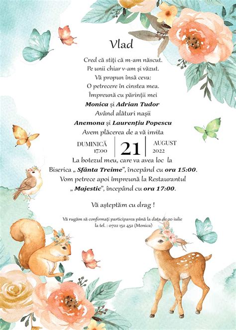 Creeaza invitatie Botez Digitala Happy Forest Te Invită