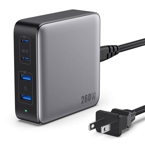 Snapklik USB C Charger 260W 4 Port Fast Charging GaN Desktop USB