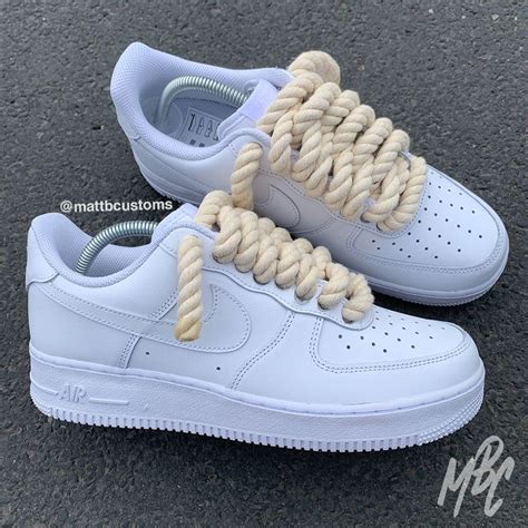 White Nike Air Force 1 Featuring Unique Rope Laces With The Ends Dipped