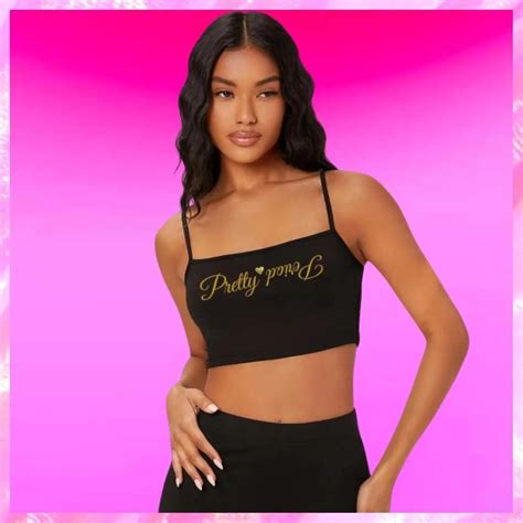 Pretty Period Black Solid Crop Cami Top Beach Babe Bikini