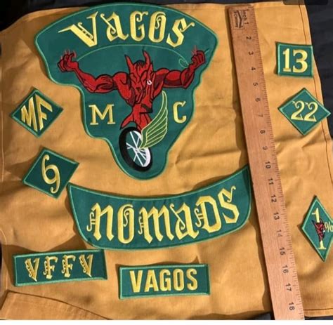 Infamous Vagos Motorcycle Club Nomads Mc 35cm Iron on Embroidered Set ...