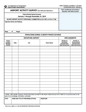 Fillable Online Faa Faa Form Airport Activity Survey Faa Form