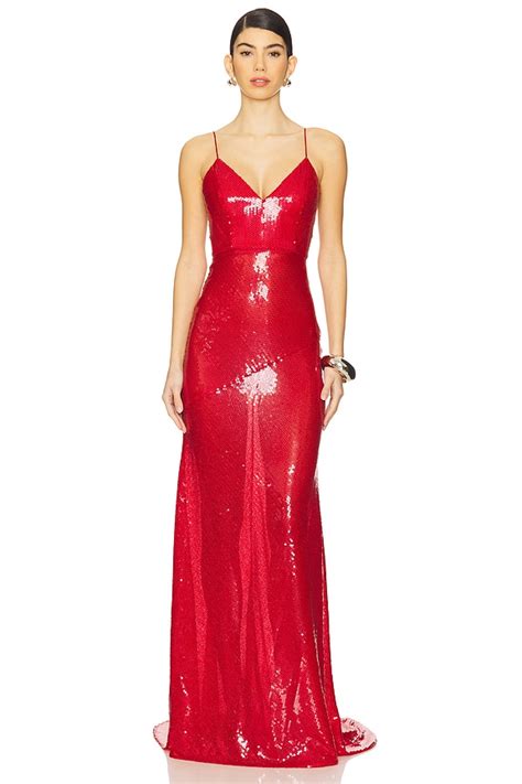 Alex Perry Sequined Bikini Gown In Red REVOLVE