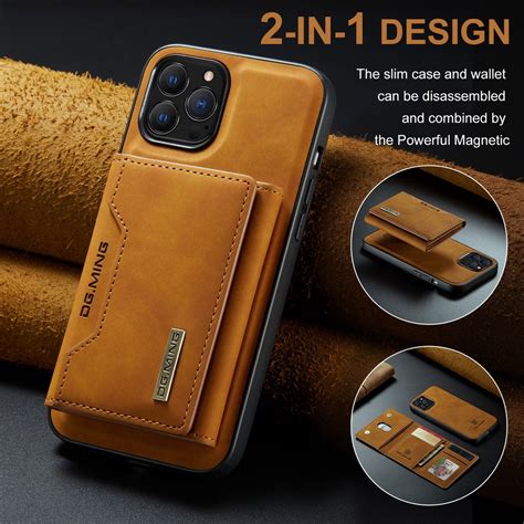 Dgming 2in1 Capa De Couro Magnética Destacável Para Iphone 14 13 12 11 Pro Max Xs Xr 7 8 Plus