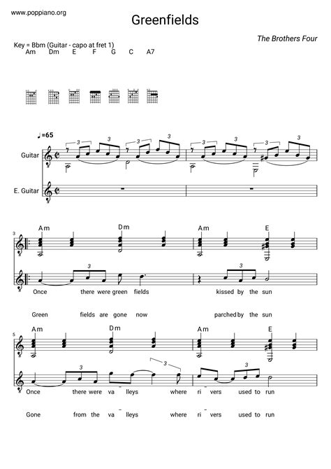 The Brothers Four-Greenfields Sheet Music pdf, - Free Score Download ★