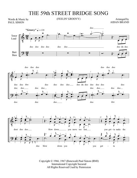 The Th Street Bridge Song Feelin Groovy Arr Aidan Brand Sheet