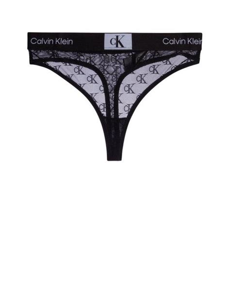 Calvin Klein Lace Detailed Thongs In Black Lyst