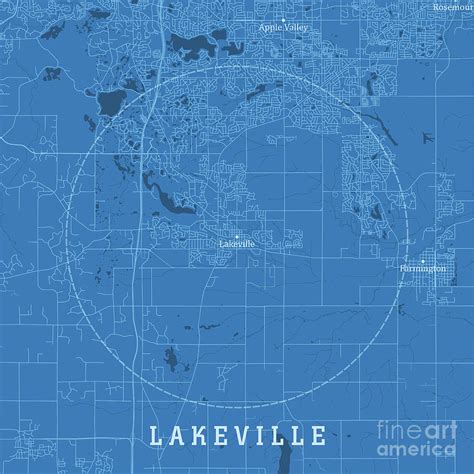 Lakeville Mn City Vector Road Map Blue Text Digital Art By Frank