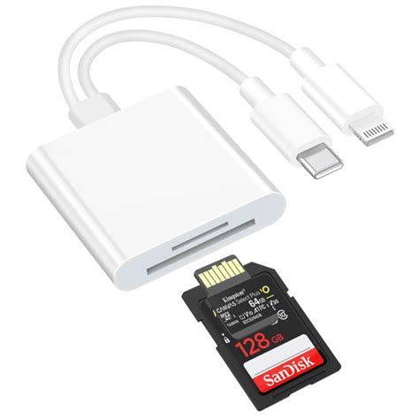 GetUSCart- [Apple MFi Certified] iPhone Card Reader, Lightning and USB-C SD/TF Card Camera ...