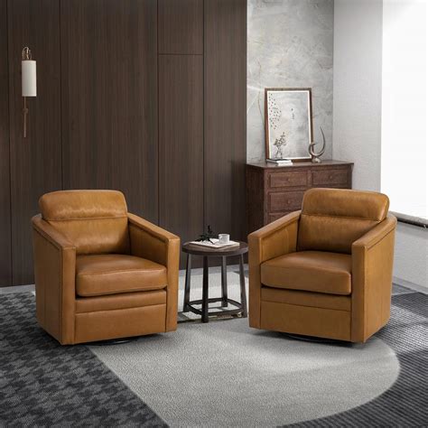 Artful Living Design Elvira Camel Leather Arm Chair Set Of Lbl