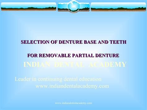 Selection Of Denture Base And Teeth For Rpd Certified Fixed