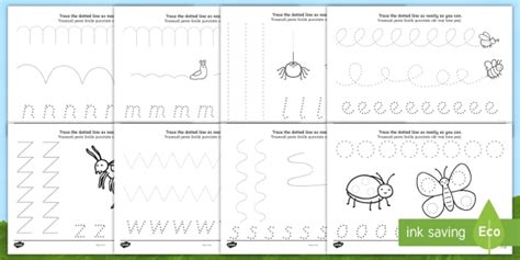 Minibeast Theme Pencil Control Worksheet Worksheets Englishromanian