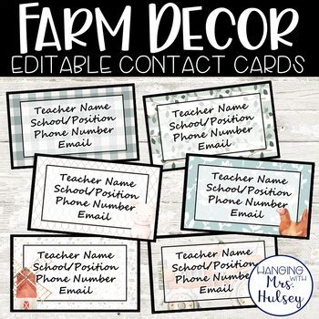 Farm Decor Teacher Contact Cards By Hanging With Mrs Hulsey TPT