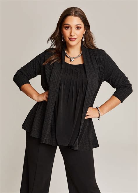 Shop Plus Size Rib Knit Swing Cardigan In Black Taking Shape Au