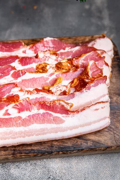 Premium Photo Bacon Strips Pork Slice Lard Meat Meal Food Snack On