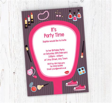 Pink Mirror Party Invitations | Personalise Online Plus Free Envelopes ...