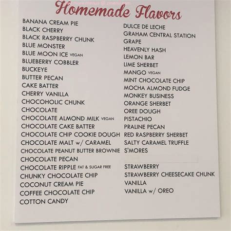 Online Menu Of Handel S Homemade Ice Cream Restaurant Flower Mound