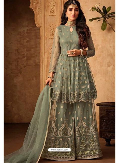 Latestfashionoutfits Women Cheap Dresses Green Gharara Gharara Suits