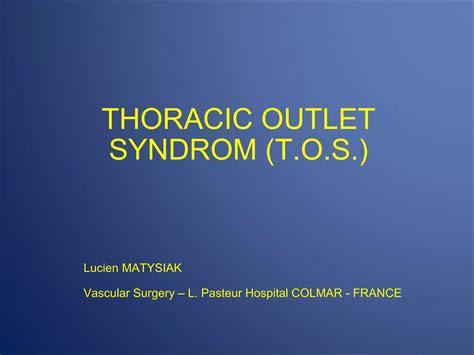 Thoracic Outlet Syndrom Tos Ppt