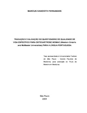 Fillable Online TRADUO E VALIDAO DO QUESTIONRIO DE QUALIDADE DE Fax