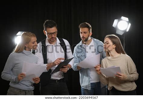 Professional Actors Reading Their Scripts During Stock Photo 2203694567 ...