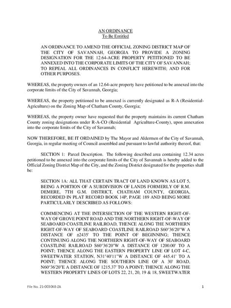 Fillable Online An Ordinance To Amend The Official Zoning District Map