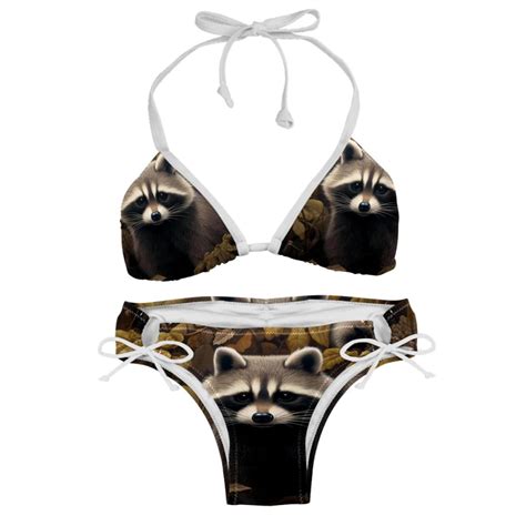 Raccoon Stylish Bikini Set With Detachable Sponge And Adjustable Strap