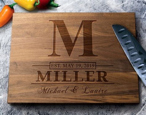 Personalized Monogram Cutting Board Walnut Maple Cherry | Etsy