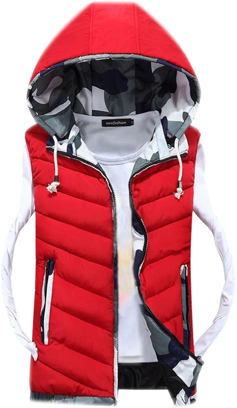 Mens Hooded Gilet Sleeveless Body Warmers Padded Down Vest With Zipper