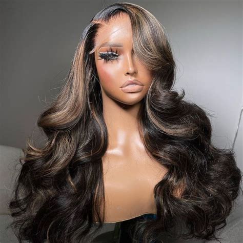 Glueless Wig With Highlights Body Wave HD Lace Wig Wowangel Lace