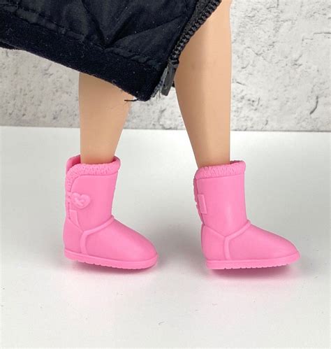 Curvy Barbie Doll Black Boots Winter Boots Pink Shoes For Etsy