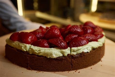 Rebanada De Deliciosa Tarta De Fresa En La Vista Superior De Fondo