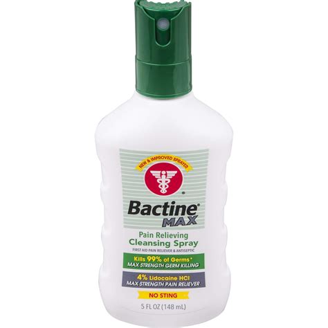 Bactine Max Pain Relieving Cleansing Spray White 5 Fl Oz Dermoplast