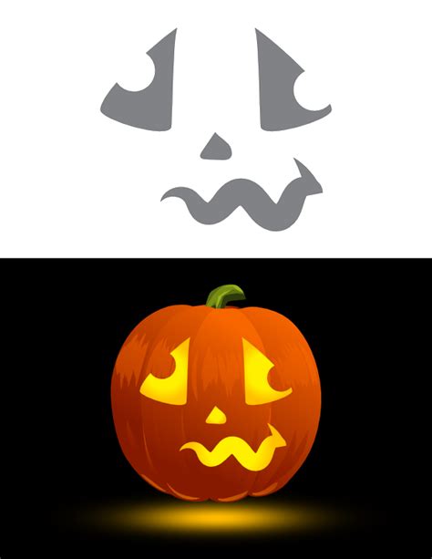 Printable Worried Jack-o'-lantern Face Pumpkin Stencil