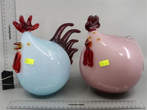 Lot PAIR OF VILLEROY BOCH ART GLASS CHICKENS