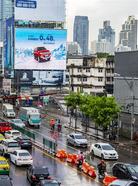 Rush Hour Big Heavy Traffic Jam In Busy Bangkok Thailand Editorial