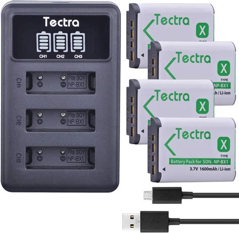 Amazon Tectra Pcs Np Bx Batteries And Led Usb Charger Compatible