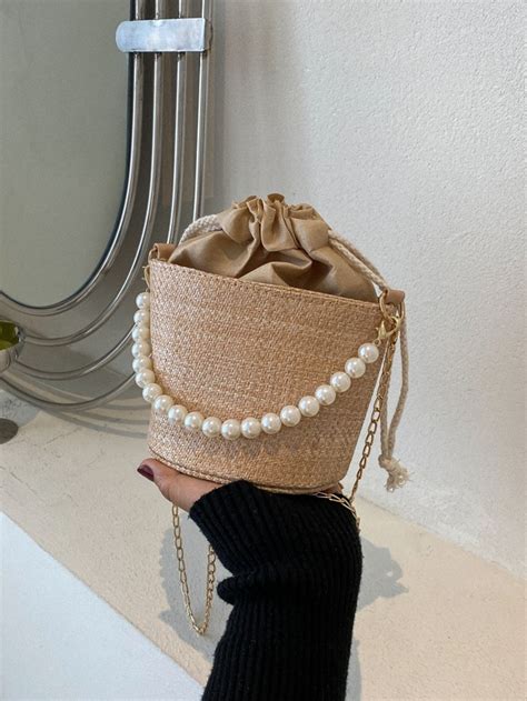 Bolso Cubo Con Perlas Artificiales Con Dise O Con Cord N Moda De