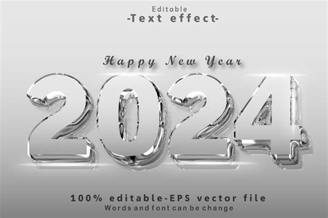 Premium Vector 2024 Editable Text Effect 3d Modern Silver Style