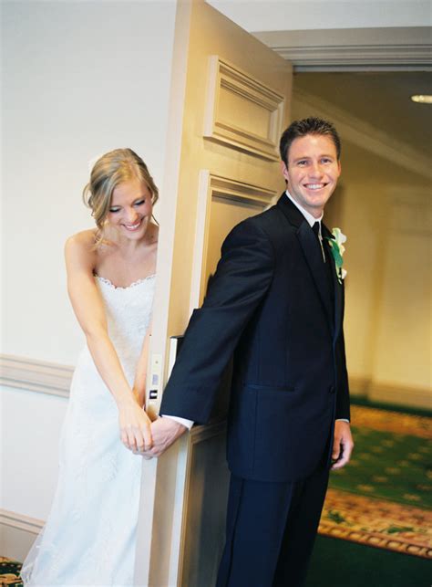 Bride And Groom Seeing Each Other Before The Wedding Ceremony