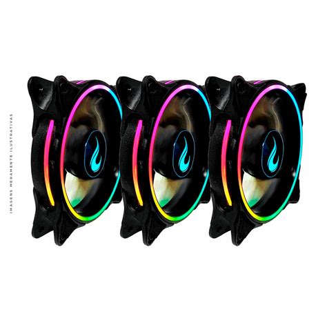 Kit 3 Fans Gamer Rise Mode Laser ARGB 120mm RM RGB 05 5V