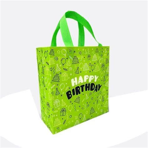 Green Color Printed Non Woven Carry Bags With Loop Handle For Shopping