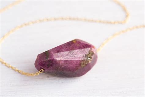 Raw Ruby Necklace raw gemstone necklace fine jewelry